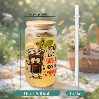 Kelímek s bambusovým víčkem - Když život bublá, nechte ho vybublat
