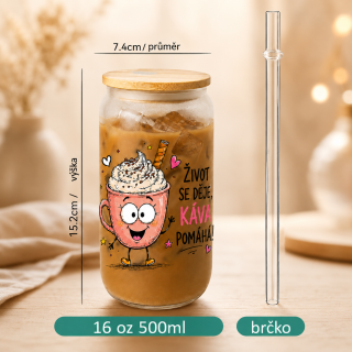 Kelímek s bambusovým víčkem - Život se děje, káva pomáhá