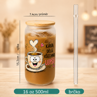 Kelímek s bambusovým víčkem - Káva dělá všechno lepší!